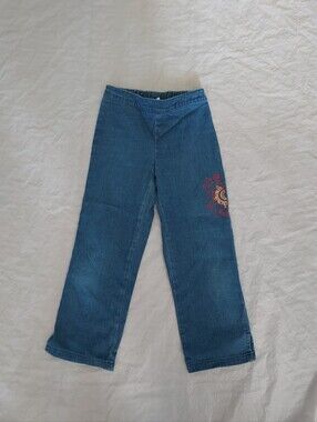 Kids Blue Denim Jeans with Embroidered Detail